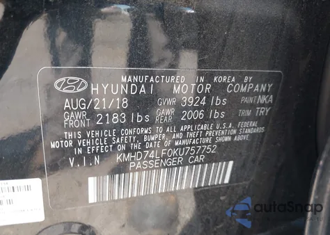 2019 Hyundai Elantra Se from USA, damaged, VIN KMHD74LF0KU757752